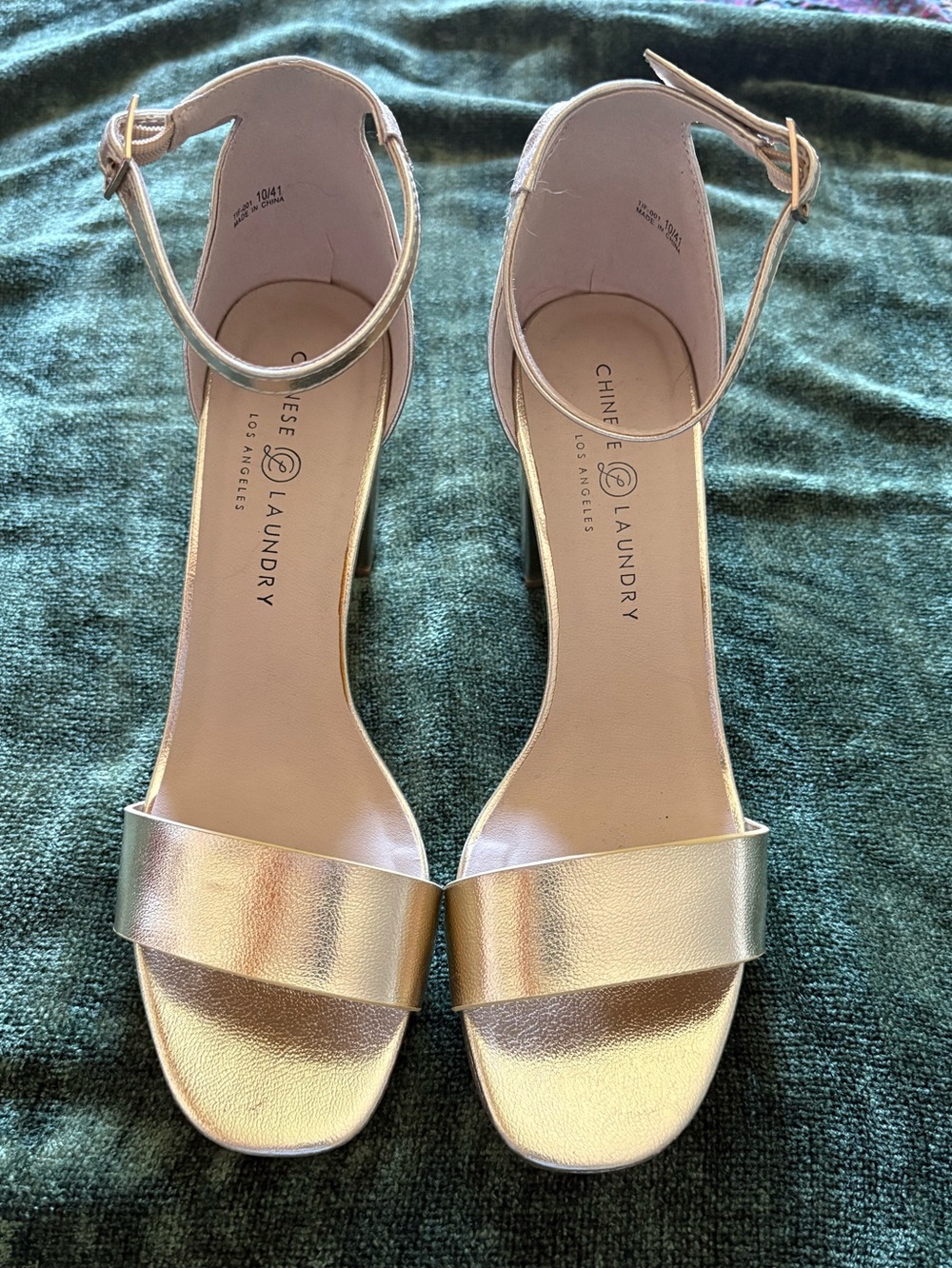 Chinese Laundry Women’s Gold Metallic Ankle-Strap Sandals